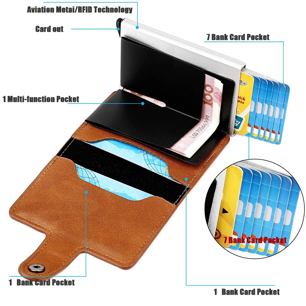Miniatura 3 de TARJETERO MARRON DOBLE